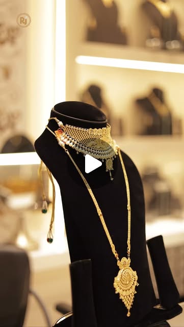 Gold necklace showcased in a Rudransh Jewellers Reel